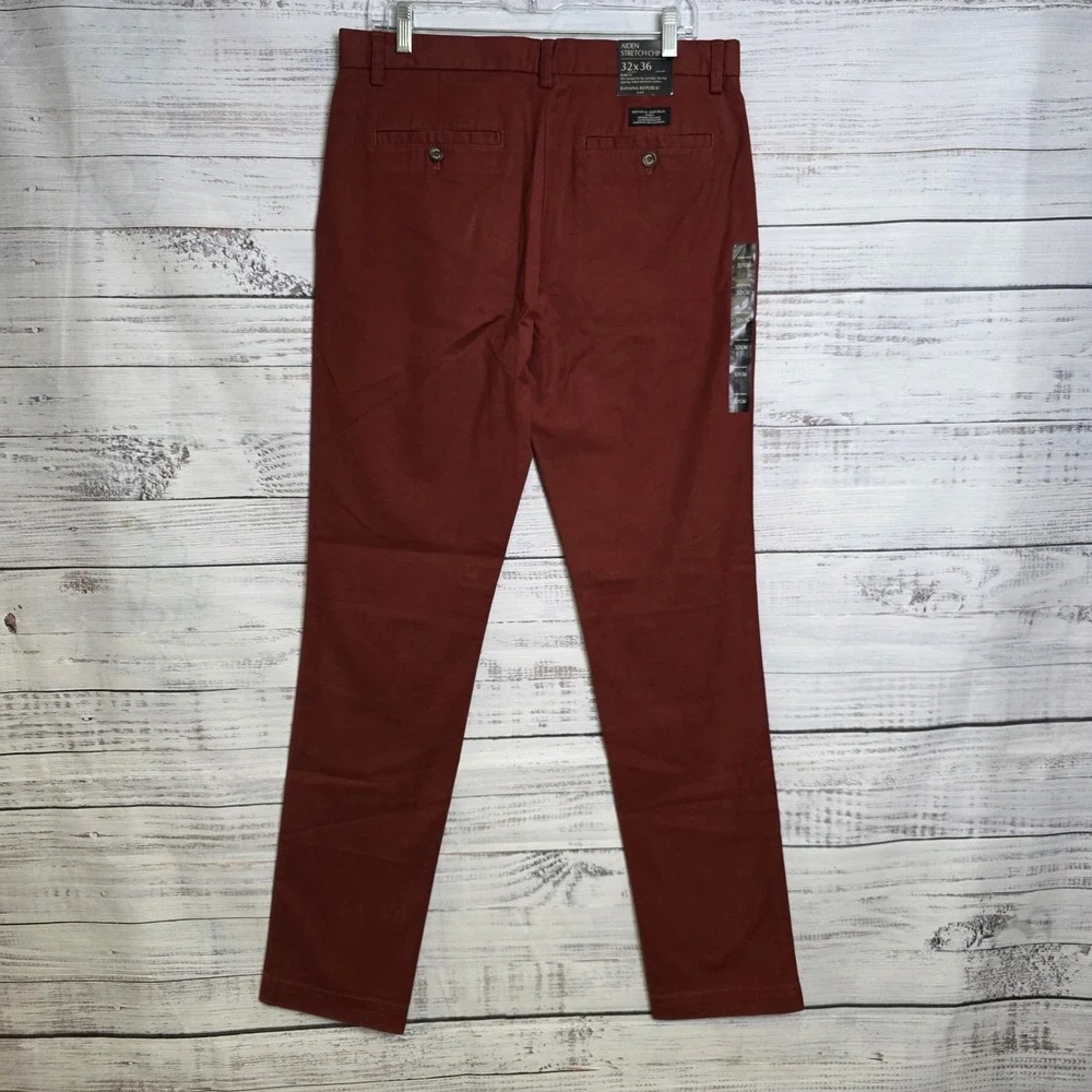 New Banana Republic Aiden Chino Pants Mens‎ 32x36 Measure 34x35 Slim Fit Orange